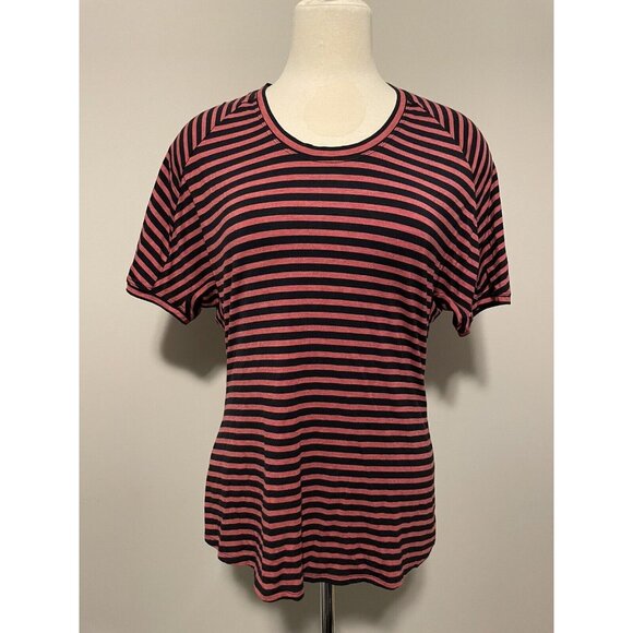 BCBG Max Azria "Portia" Red and Navy Striped Knit Top, Size S - Picture 1 of 7